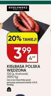 Kiełbasa polska wędzona Kozłowski promocja w Chata Polska