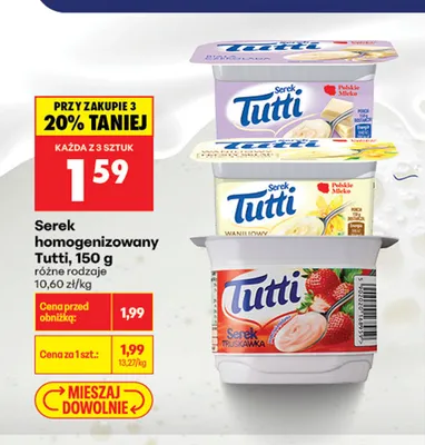 Serek homogenizowany Tutti czekoladowy promocja w Biedronka