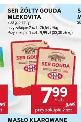 Ser żółty Gouda Mlekovita plastry promocja w Stokrotka