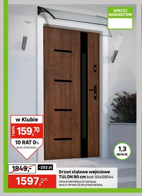 Drzwi stalowe wejściowe Tulon 90 cm promocja w Leroy Merlin