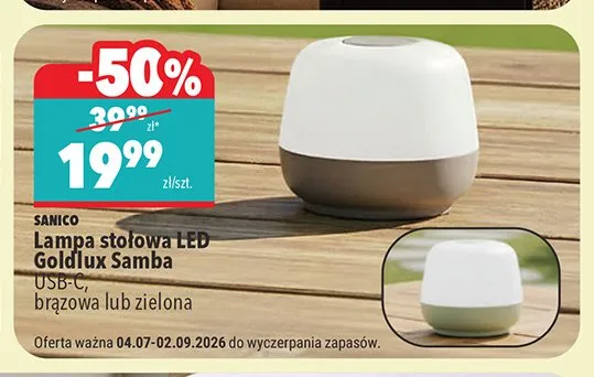 Lampa stołowa LED Sanico Goldlux Samba promocja w Biedronka