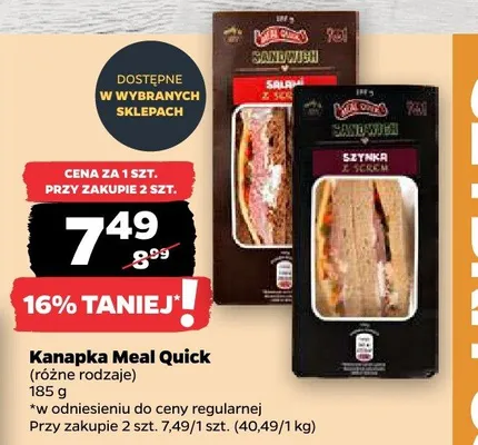 Kanapka Meal Quick (różne rodzaje) promocja w Netto