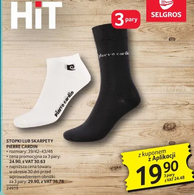 Skarpety Stopki lub skarpety Pierre Cardin 3 pary promocja w Selgros