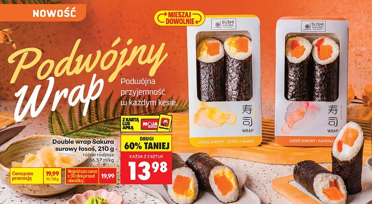 Double wrap surowy łosoś promocja w Biedronka