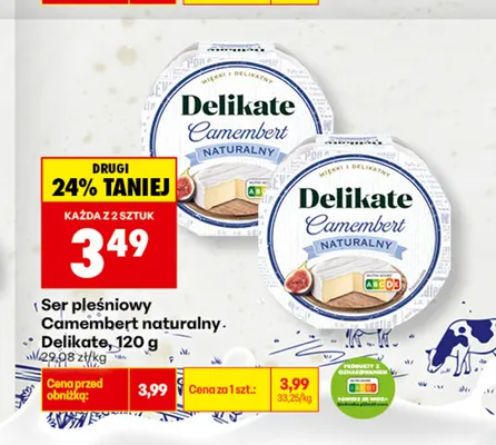 Ser pleśniowy Camembert naturalny Delikate promocja w Biedronka