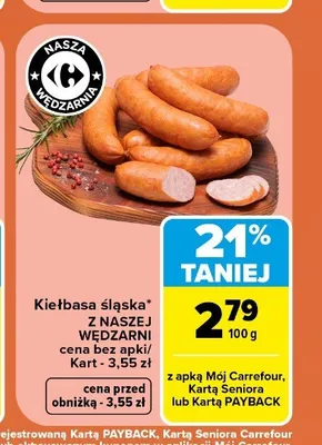 Kiełbasa śląska Z Naszej Wędzarni promocja w Carrefour Market
