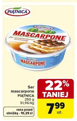 Ser mascarpone Piątnica promocja w Carrefour