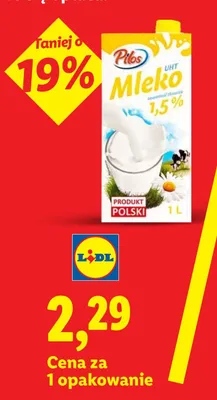 Mleko UHT Pilos 1,5% promocja w Lidl