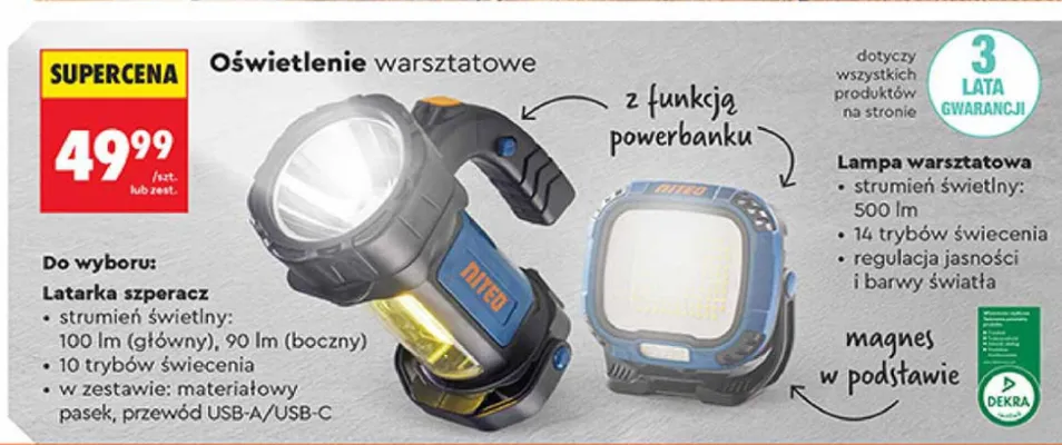 Oświetlenie warsztatowe lampa promocja w Biedronka
