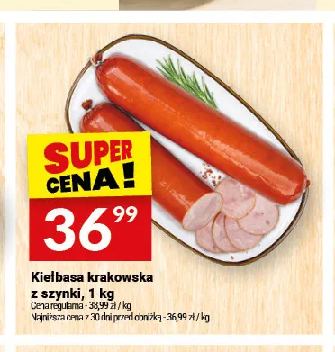 Kiełbasa krakowska z szynki Białecki Wędzarnia promocja w Twój Market