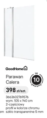 Parawan nawannowy GoodHome Calera chrom transparentny 105x140 cm promocja w Castorama