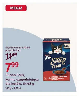 Karma uzupełniająca dla kotów Purina Felix Soup Original 6-pak 48g promocja w Rossmann