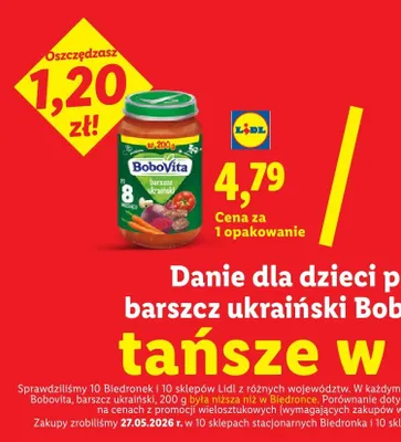 Danie dla dzieci po 8 m-cu barszcz ukraiński BoboVita promocja w Lidl