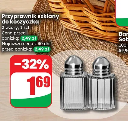 Przyprawnik szklany do koszyczka 2 wzory promocja w Dino