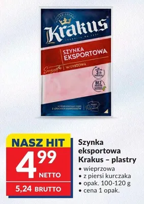 Szynka eksportowa Krakus – plastry promocja w Makro