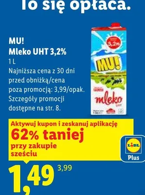 Mleko UHT MU! 3,2% promocja w Lidl