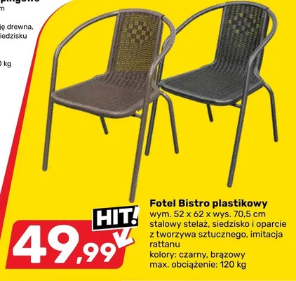 Fotel Bistro plastikowy promocja w Bricomarche