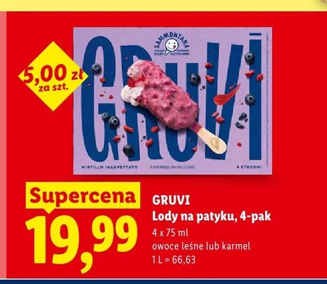 Lody na patyku Gruvi karmel 4-pak promocja w Lidl