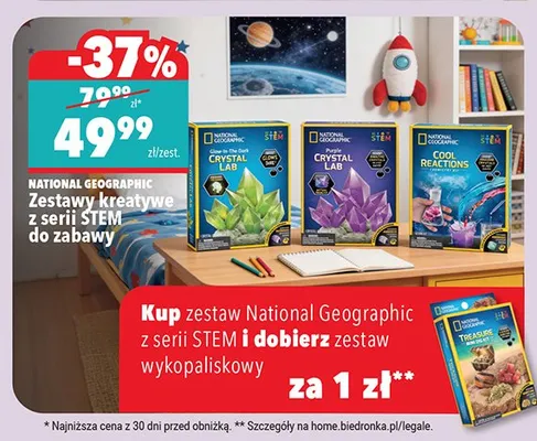 Zestawy kreatywne z serii STEM do zabawy NATIONAL GEOGRAPHIC promocja w Biedronka