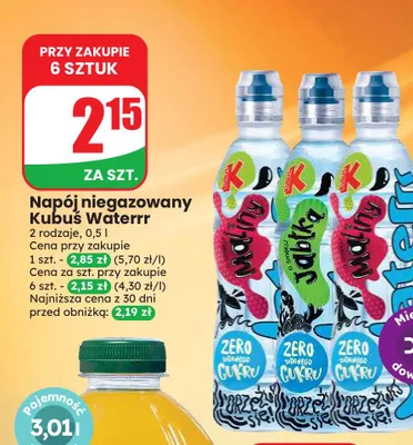 Napój niegazowany Kubuś Waterrr o smaku maliny promocja w Dino