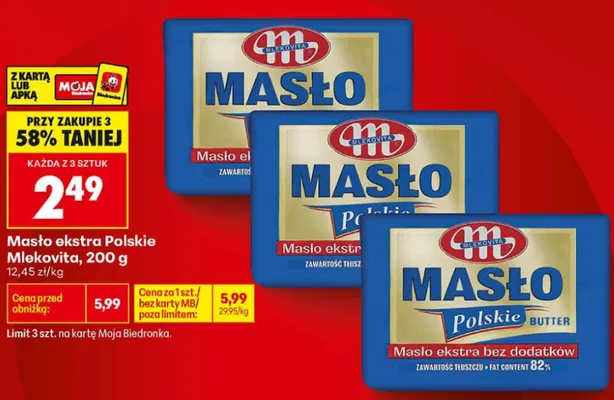 Masło ekstra Polskie Mlekovita promocja w Biedronka