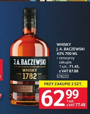 Whisky J. A. Baczewski 43% promocja w Selgros