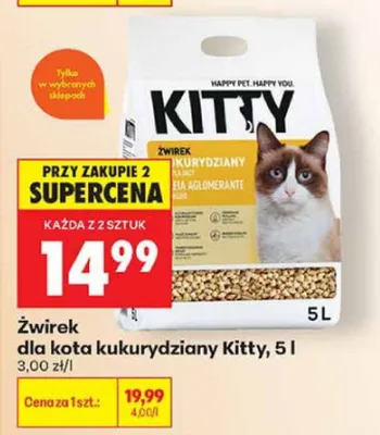 Żwirek dla kota kukurydziany Kitty promocja w Biedronka