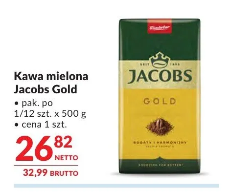 Kawa mielona Jacobs Gold promocja w Makro