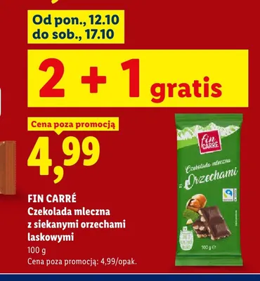 Czekolada mleczna z siekanymi orzechami laskowymi Fin Carré promocja w Lidl