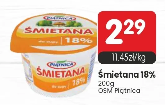 Śmietana 18% Piątnica promocja w Market Point