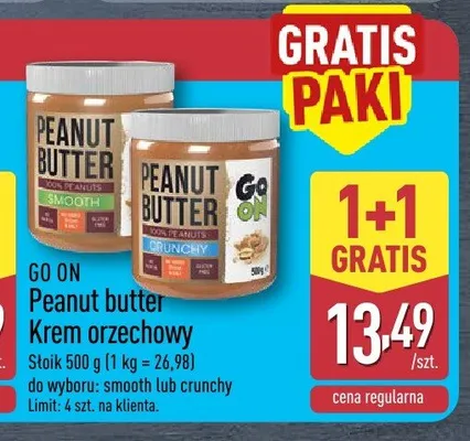 Krem orzechowy GO ON Peanut Butter Smooth promocja w Aldi