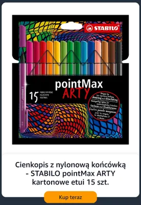 Cienkopis z nylonową końcówką STABILO pointMax ARTY kartonowe etui promocja w Amazon