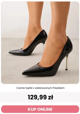 Czarne szpilki z lakierowanym połyskiem Reneé promocja w Renee