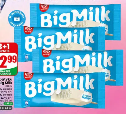 Lody na patyku Big Milk śmietankowe promocja w Dino