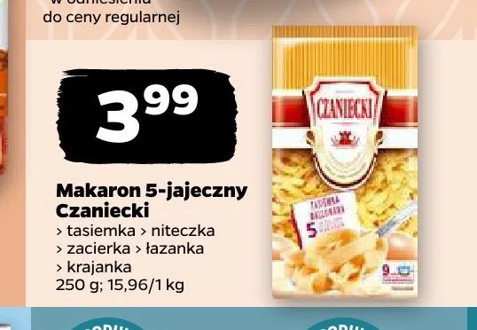 Makaron 5-jajeczny łazanka Czaniecki promocja w Netto