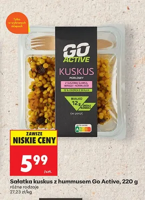 Sałatka kuskus perłowy z suszoną śliwką mango i hummusem Go Active promocja w Biedronka