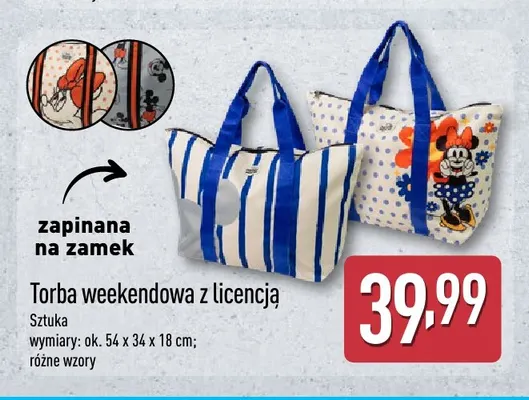 Torba weekendowa z licencją 54x34x18 cm promocja w Aldi