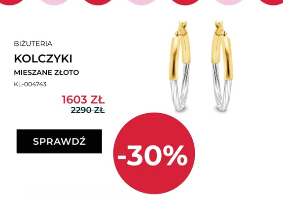 Kolczyki Briju mieszane złoto promocja w Briju