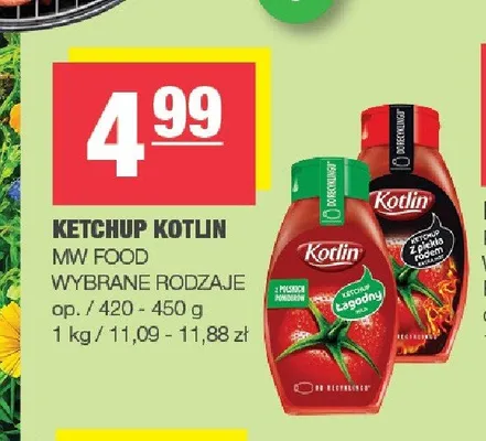 Ketchup łagodny Kotlin promocja w SPAR