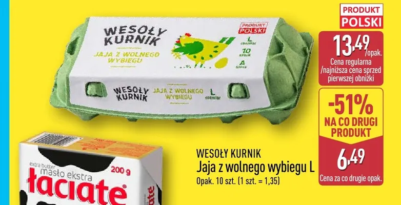 Jajka kurze z wolnego wybiegu L Wesoły Kurnik promocja w Aldi