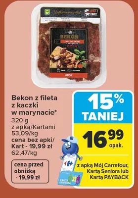 Bekon z fileta z kaczki w marynacie promocja w Carrefour Market