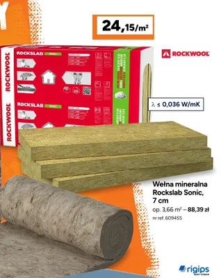 Wełna mineralna Rockslab Sonic 7 cm Rockwool promocja w Bricoman