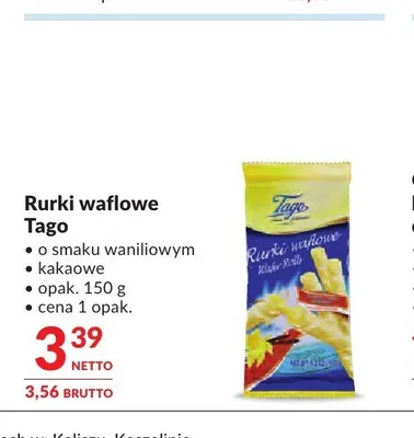 Rurki waflowe Tago promocja w Makro