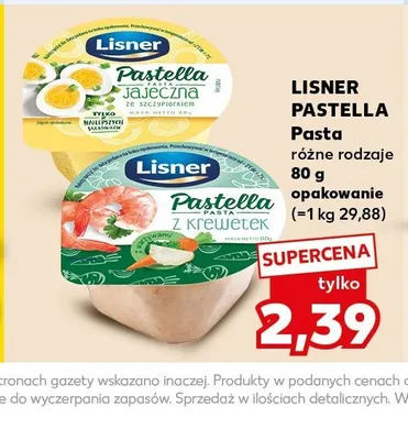 Pasta jajeczna Lisner Pastella promocja w Kaufland
