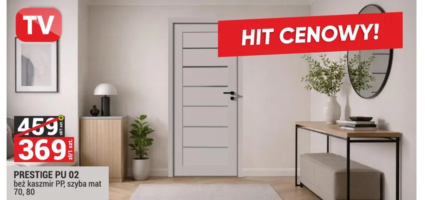 Drzwi Prestige PU 02 bez kaszmir PP, szyba mat promocja w Merkury Market