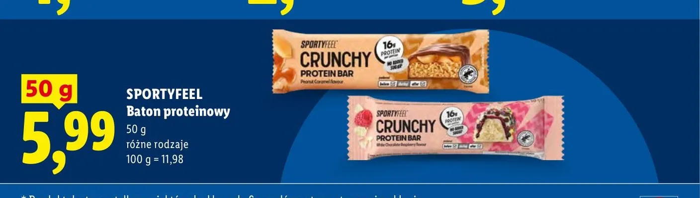 Baton proteinowy Sportyfeel Crunchy White Chocolate Raspberry promocja w Lidl