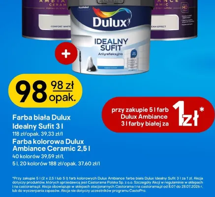 Farba biała Dulux Idealny Sufit promocja w Castorama