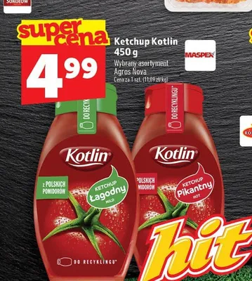Ketchup łagodny Kotlin promocja w TOPAZ