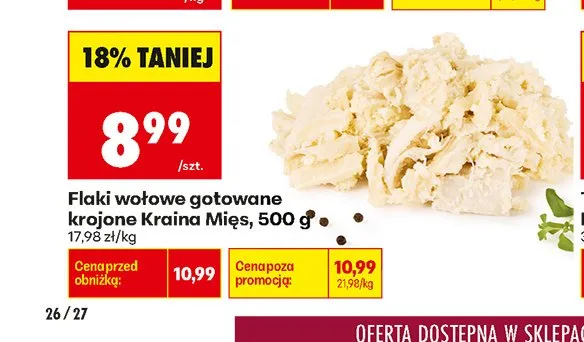 Flaki wołowe gotowane krojone Kraina Mięs promocja w Biedronka