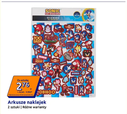 Arkusze naklejek Sonic The Hedgehog 2-pak promocja w Action